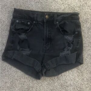Aeropostale Black Ripped Jean Shorts